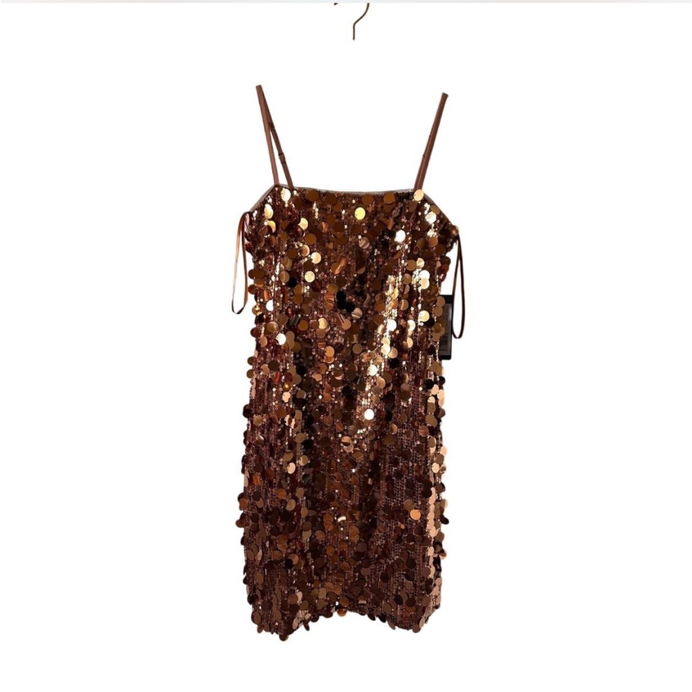 Bebe Copper Sequin Dress NWT